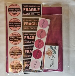 80 Piece Rose Pink Shipping Set - Poly Mailers, Thank You Cards, Stickers NEW